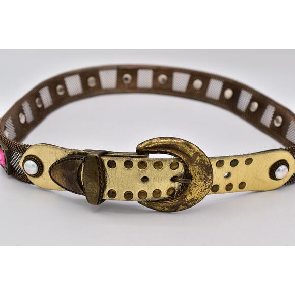 Sand Castle USA Vintage Mesh Jeweled Belt Multi-Color Crystal Gold Bronze 29-32 main image 8